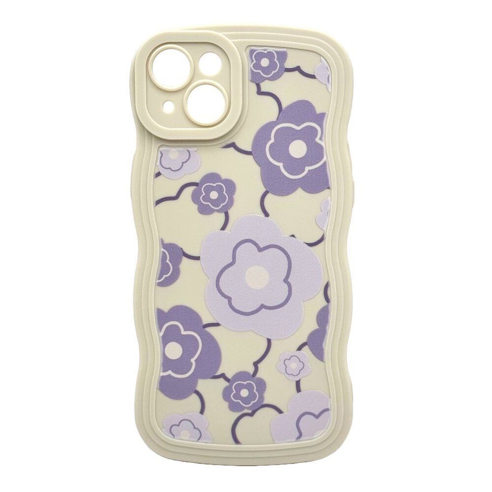 iPhone 15 Vintage Purple Flower Wavy Case